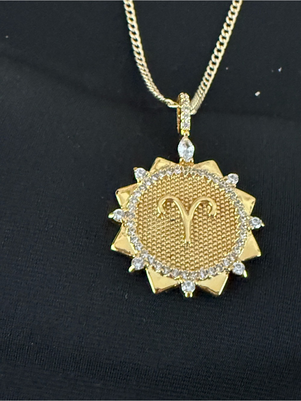 Celeste Starre Aries Zodiac Gold Plated Crystal Pendant Necklace
